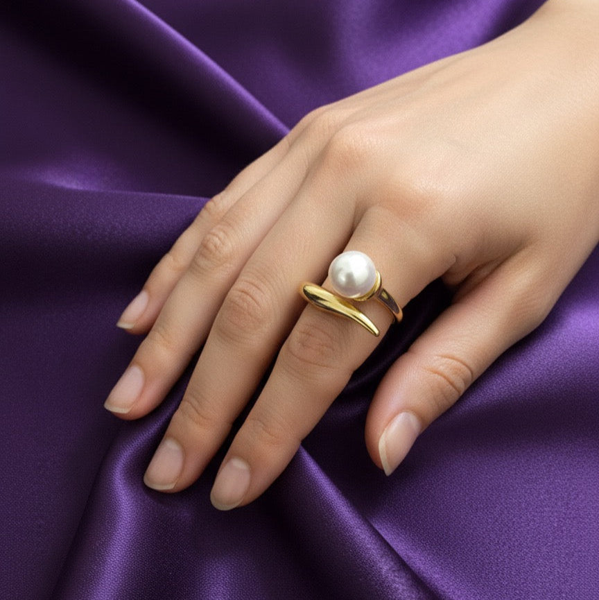 Golden Grace Pearl Accent Ring