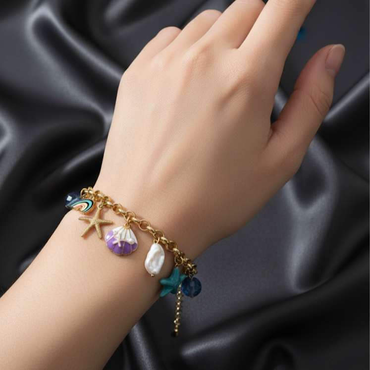 Ocean Charm Gold Bracelet