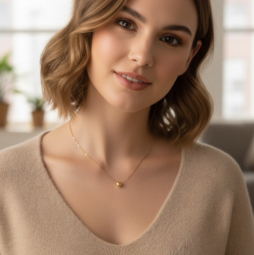Golden Heart Minimal Pendant Necklace