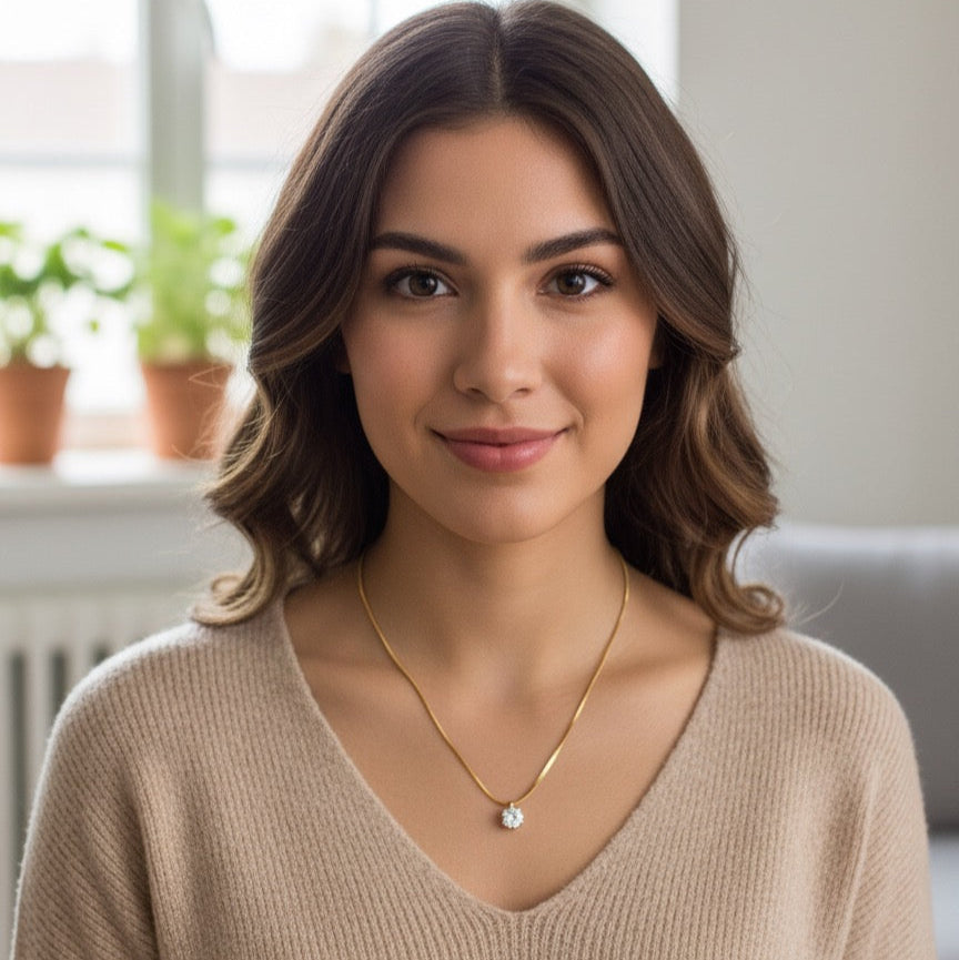 Radiant Solitaire Gold Pendant Necklace