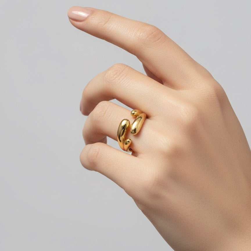 Golden Dual Curve Adjustable Ring