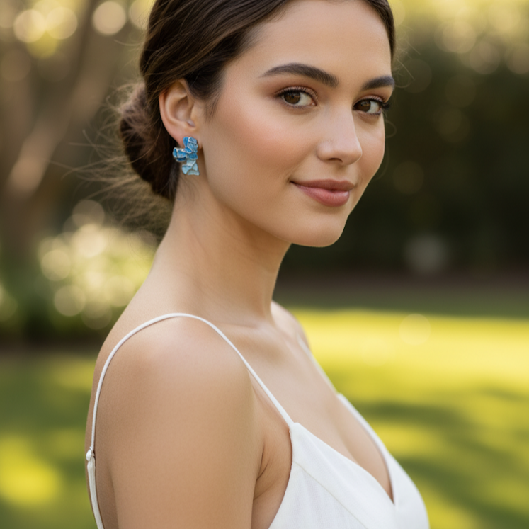 Blue Heart Stud Earrings