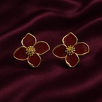 Ruby Bloom Floral Stud Earrings