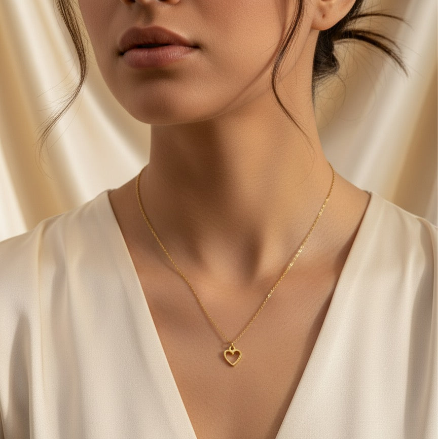Minimal Open Heart Gold Necklace