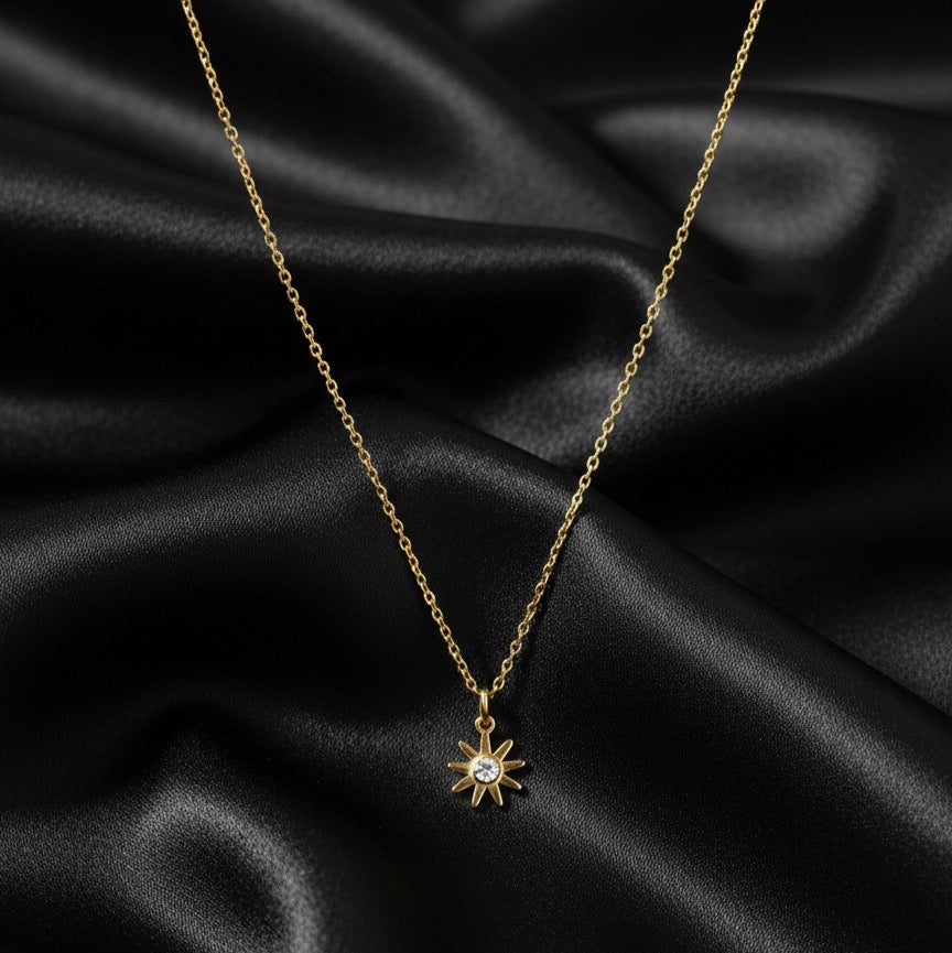 Dainty Sunburst Gold Necklace