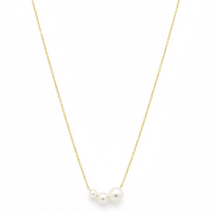 Classic Trio Pearl Gold Necklace