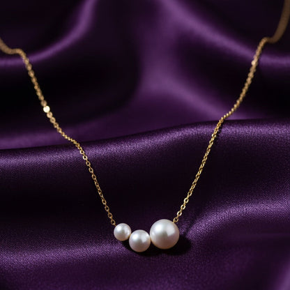 Classic Trio Pearl Gold Necklace
