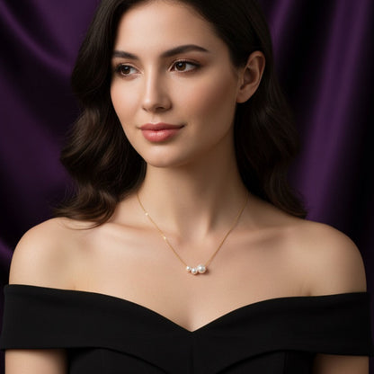 Classic Trio Pearl Gold Necklace