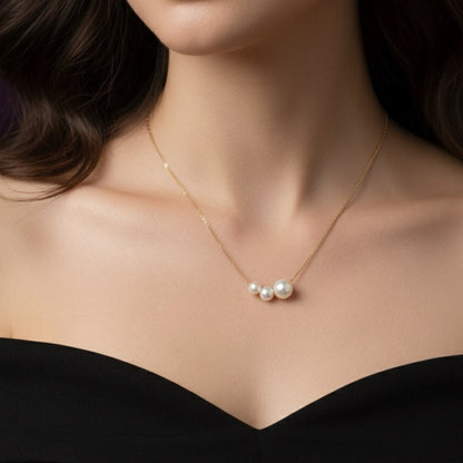 Classic Trio Pearl Gold Necklace