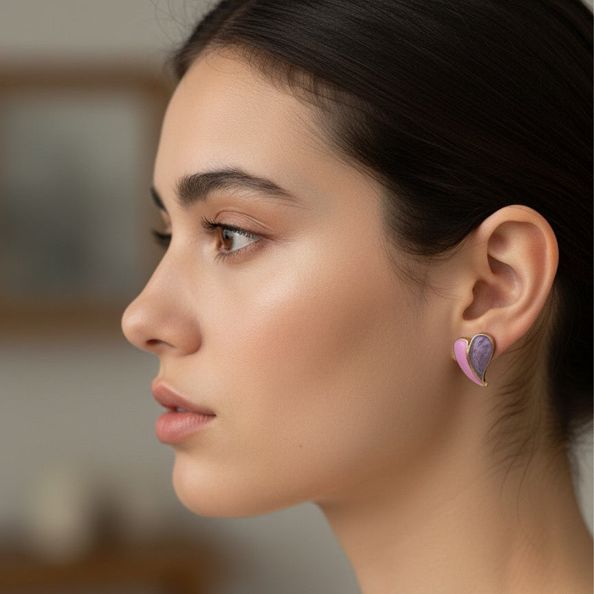 Blush Amethyst Heart Stud Earrings