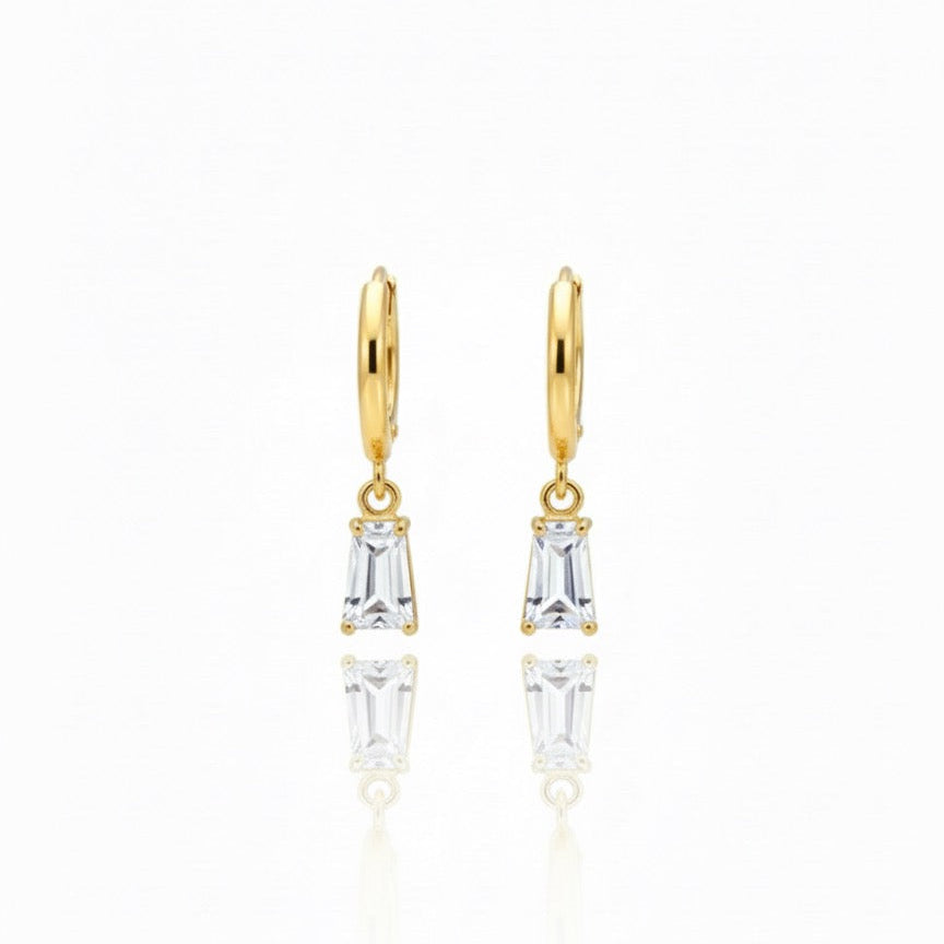 Baguette Crystal Hoop Earrings