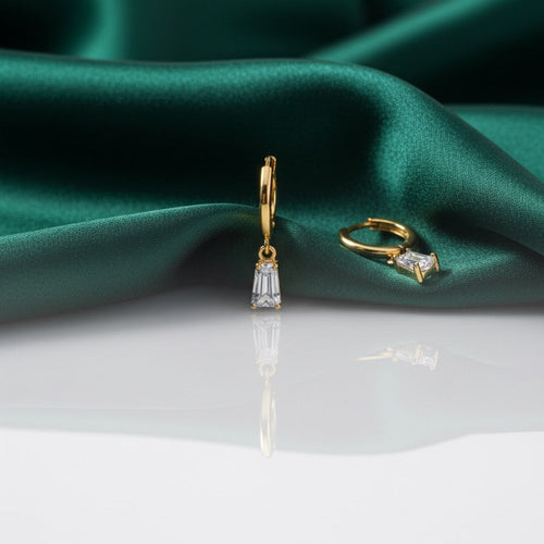 Baguette Crystal Hoop Earrings