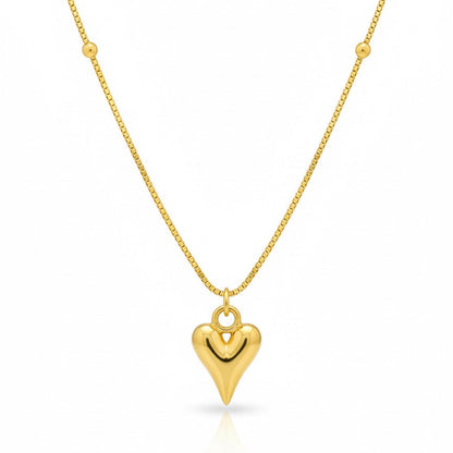 Golden Heart Charm Beaded Necklace