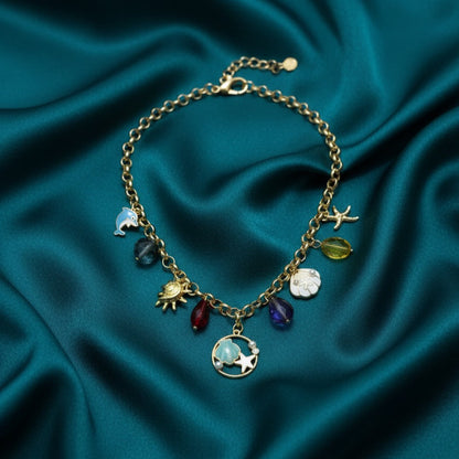 Ocean Treasures Multi-Charm Gold Necklace