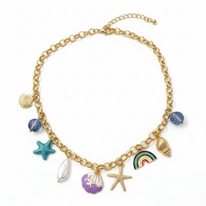 Tropical Paradise Multi-Charm Gold Necklace