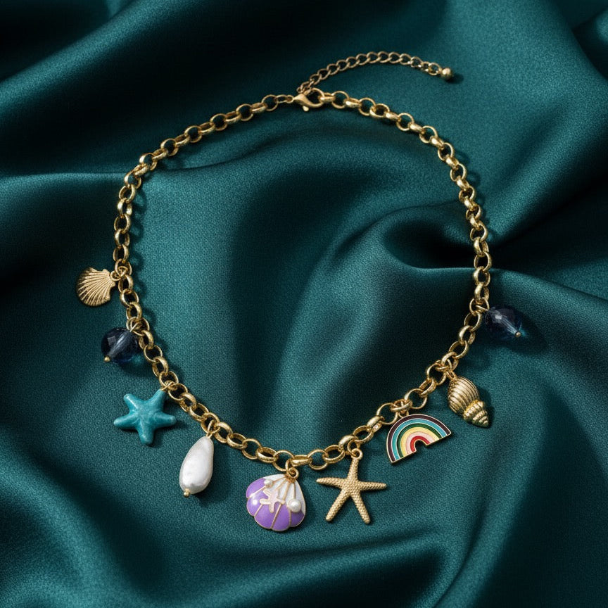 Ocean Charm Statement Necklace
