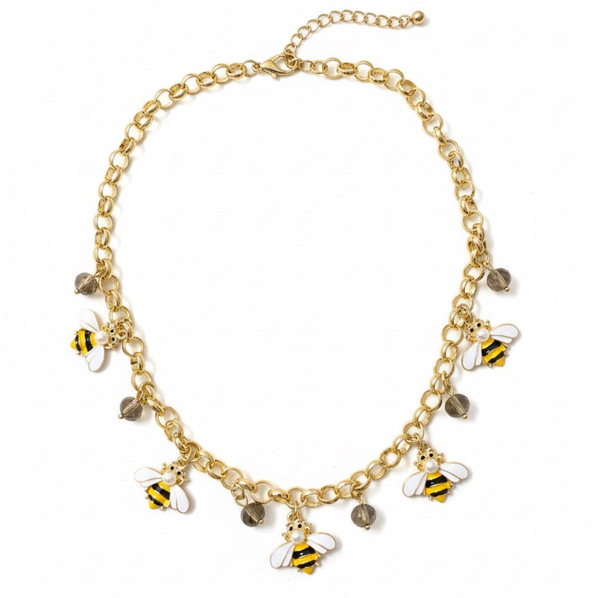 Golden Honeybee Charm Necklace