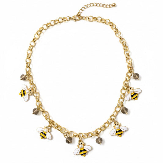Golden Honeybee Charm Necklace