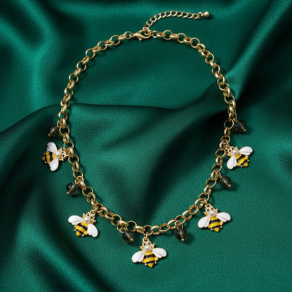 Golden Honeybee Charm Necklace