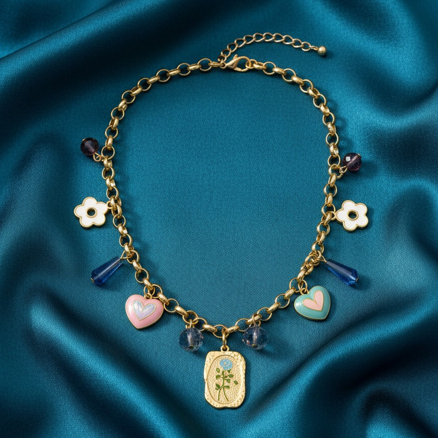 Whimsical Love & Bloom Charm Necklace