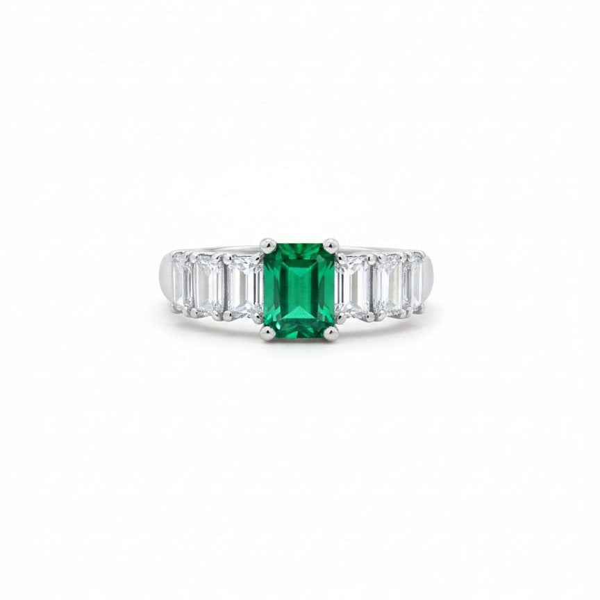 Emerald Baguette Statement Ring