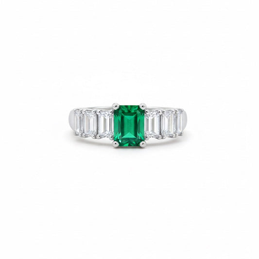 Emerald Radiance Adjustable Silver Ring