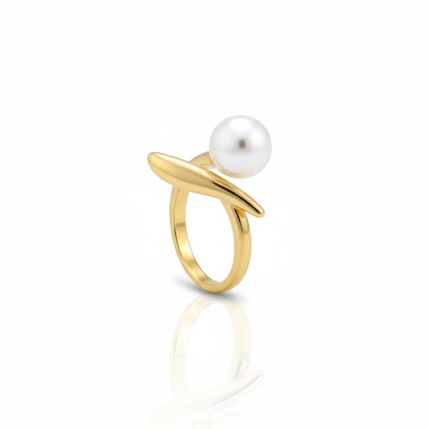 Minimal Pearl Wrap Ring