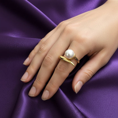 Golden Grace Pearl Accent Ring