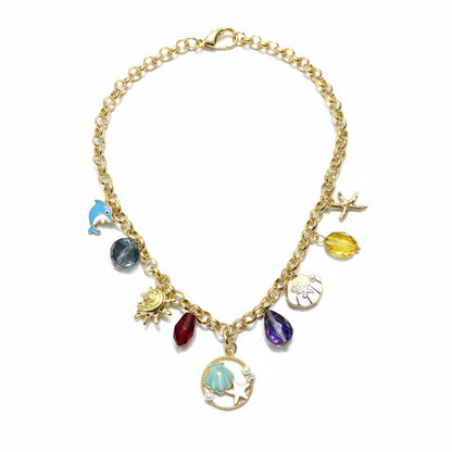 Ocean Treasures Multi-Charm Gold Necklace