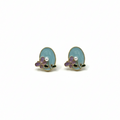 Aqua Blossom Pearl Stud Earrings