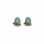 Aqua Blossom Pearl Stud Earrings