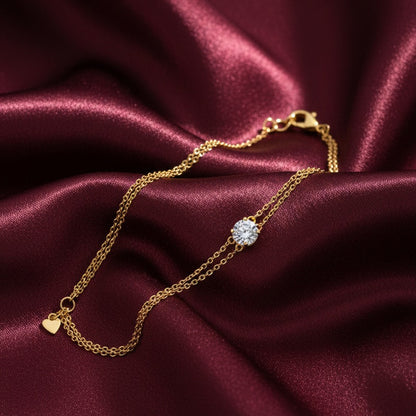 Elegant Solitaire CZ Gold Chain Bracelet