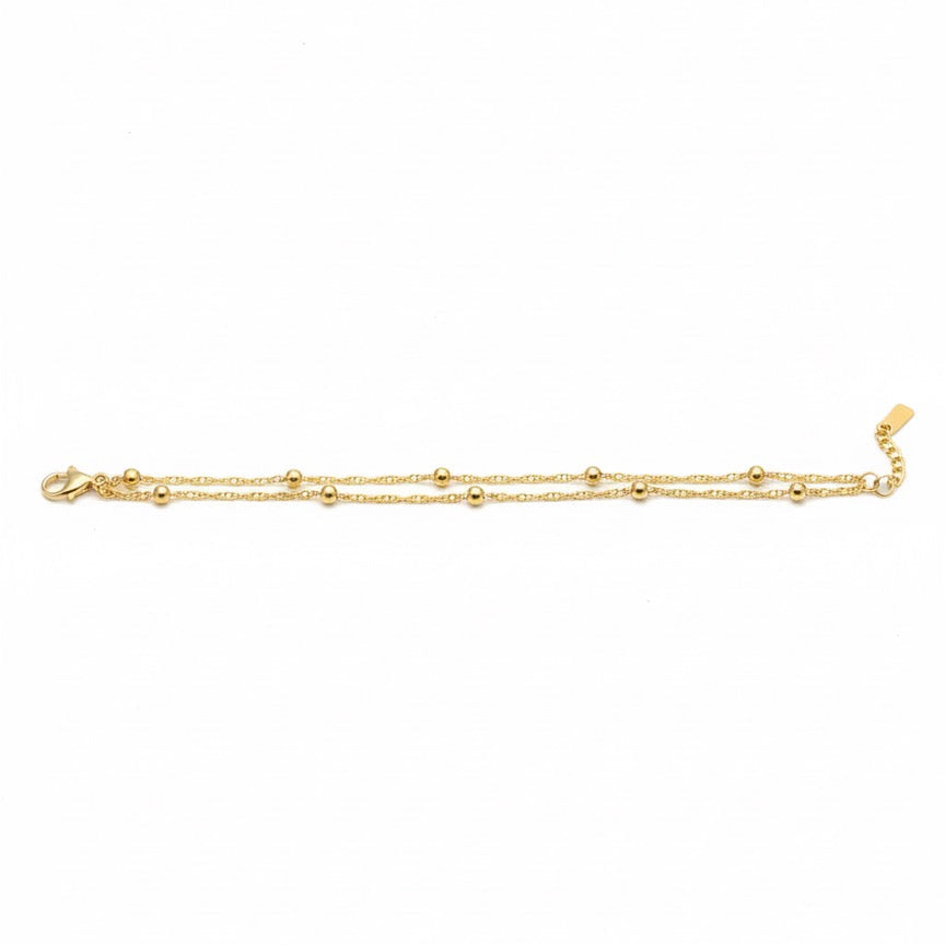 Golden Beaded Layered Chain Bracelet