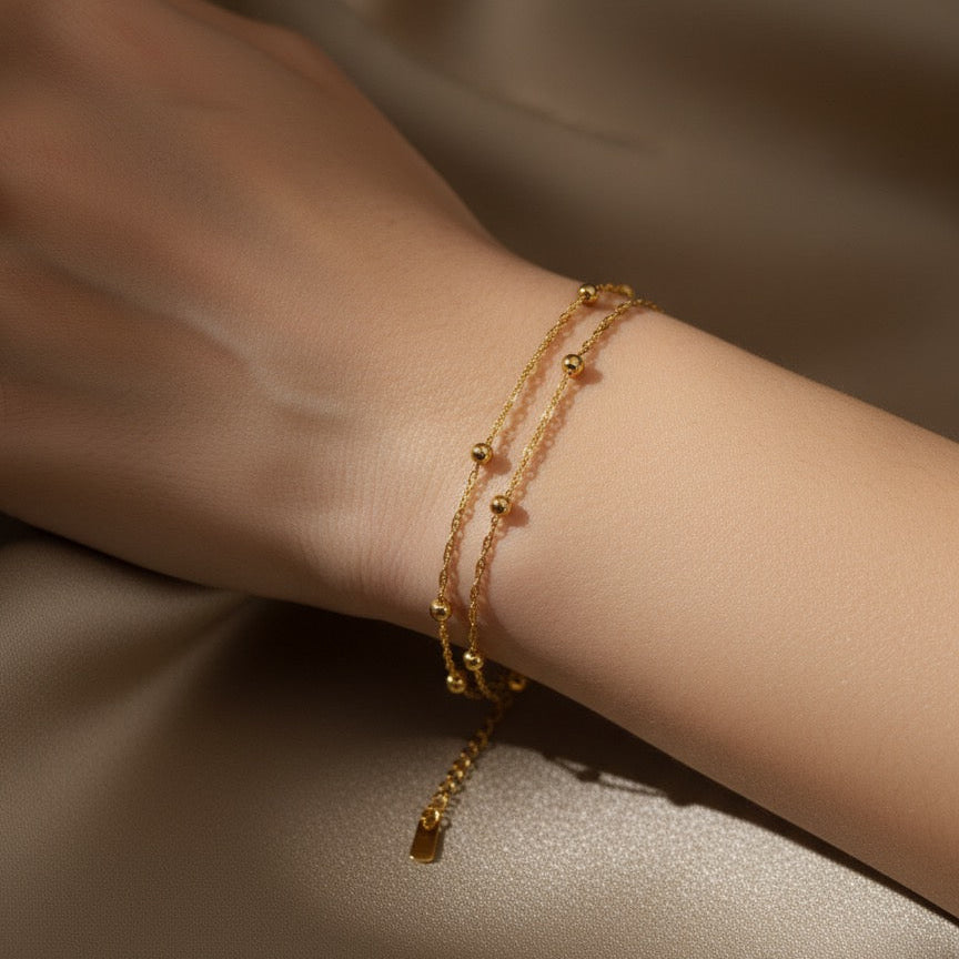 Golden Bead Layered Bracelet