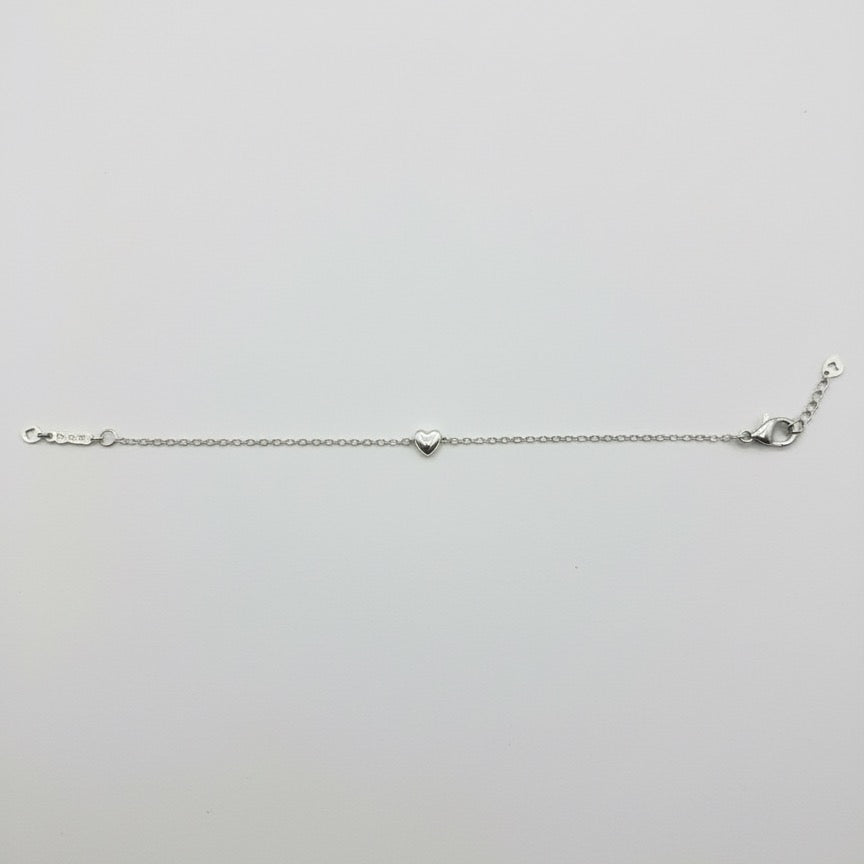 Minimal Silver Heart Charm Bracelet