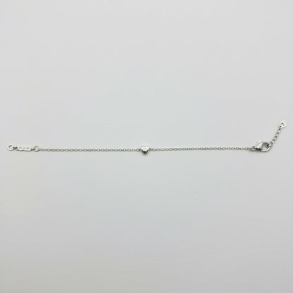 Minimal Silver Heart Charm Bracelet
