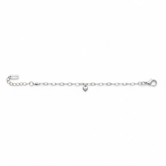 Silver Link Chain Bracelet with Heart Charm