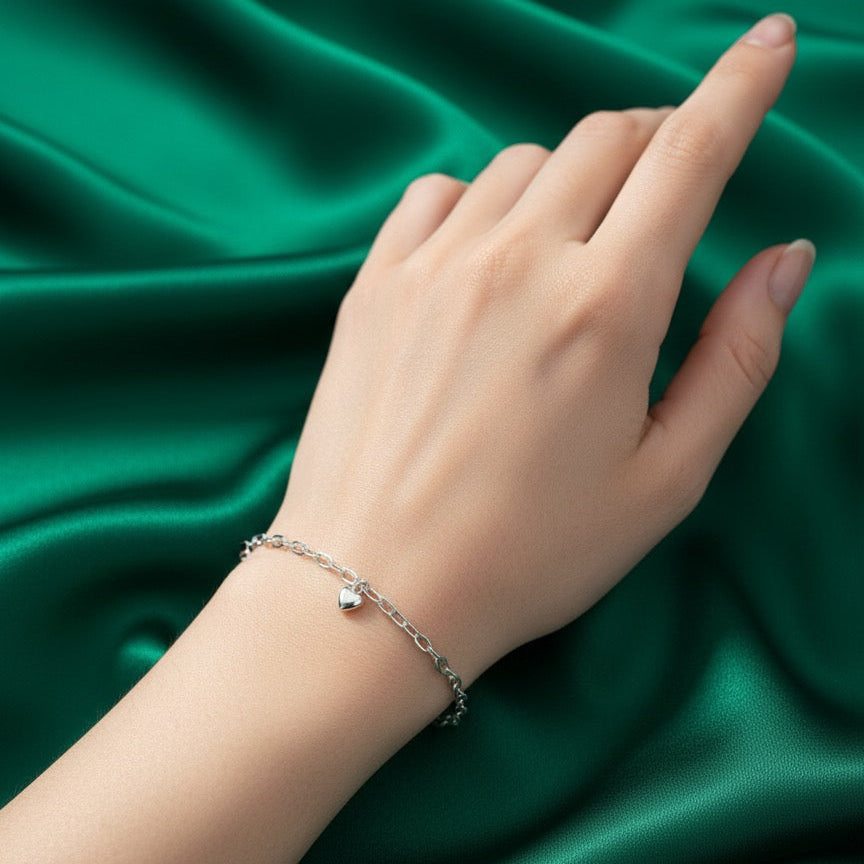 Minimal Silver Heart Bracelet