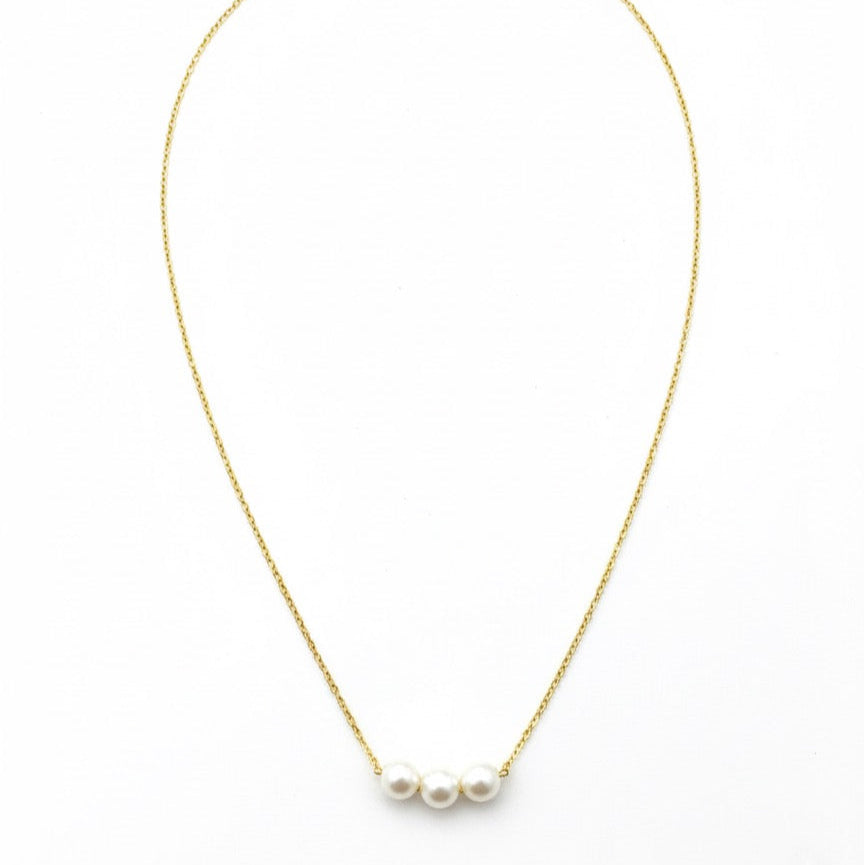 Classic Triple Pearl Gold Necklace