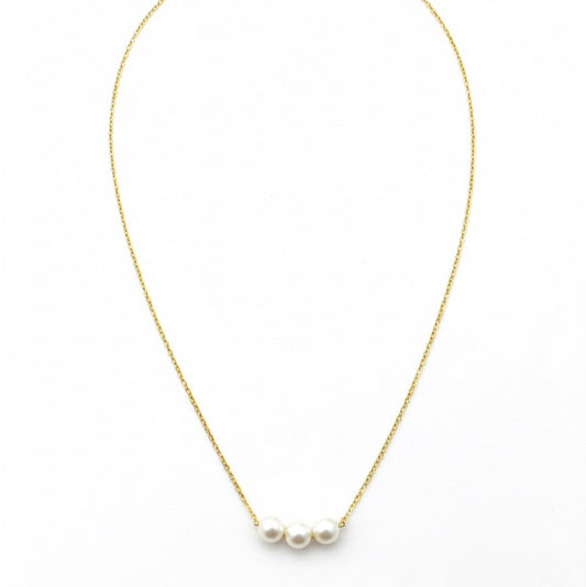 Classic Triple Pearl Gold Necklace