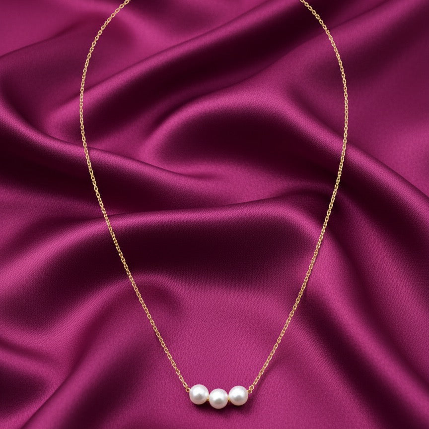 Classic Triple Pearl Gold Necklace