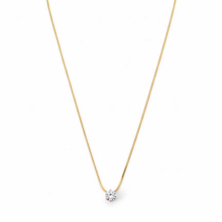 Radiant Solitaire Gold Pendant Necklace