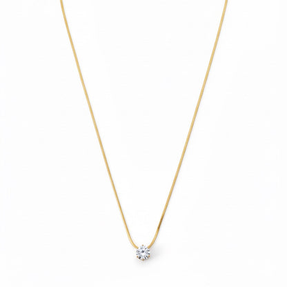 Radiant Solitaire Gold Pendant Necklace