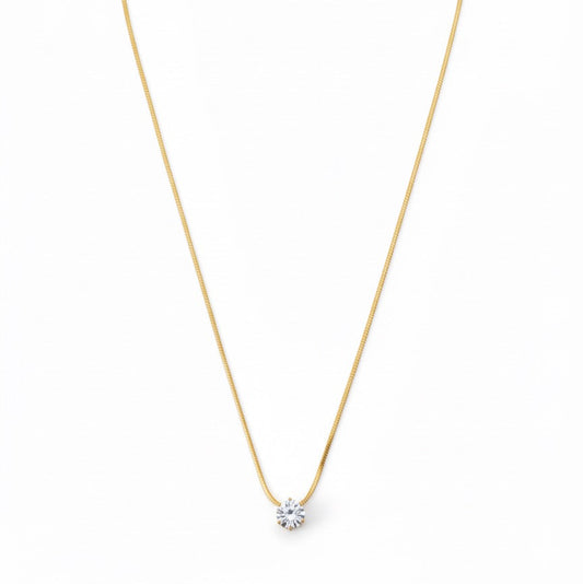 Radiant Solitaire Gold Pendant Necklace