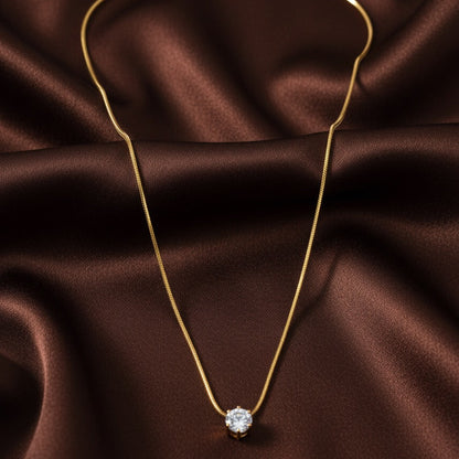 Radiant Solitaire Gold Pendant Necklace