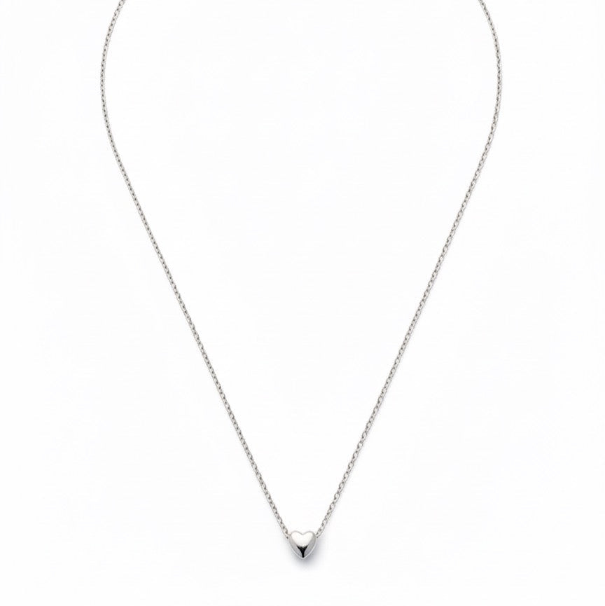 Minimal Silver Heart Pendant Necklace