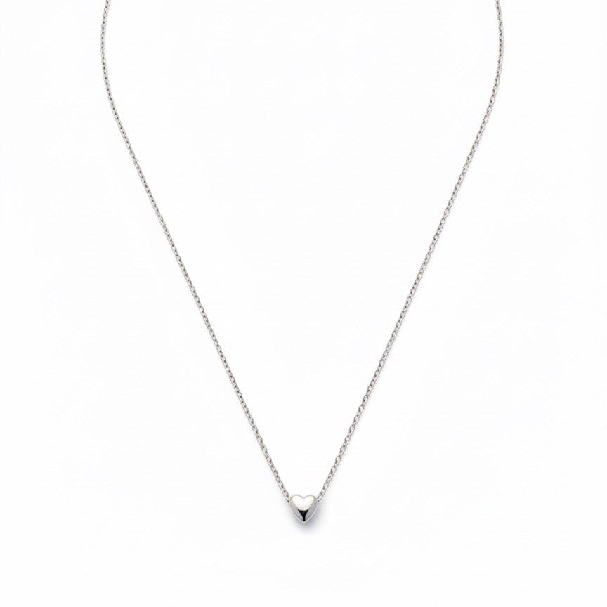 Minimal Silver Heart Pendant Necklace
