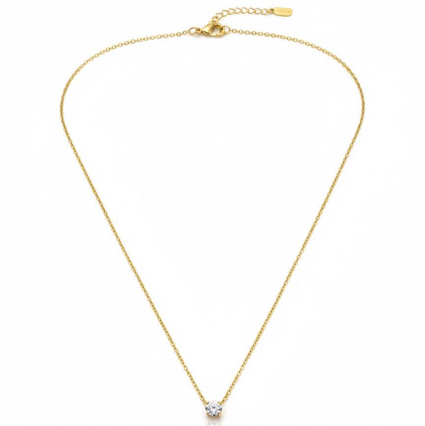 Elegant Solitaire Gold Pendant Necklace
