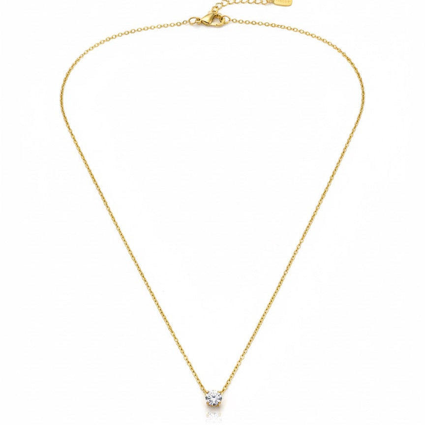 Classic Solitaire Gold Necklace