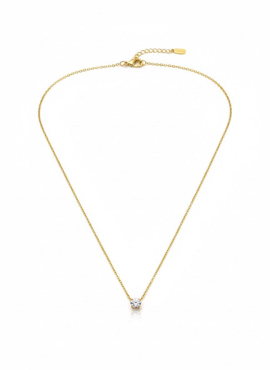 Classic Solitaire Gold Necklace
